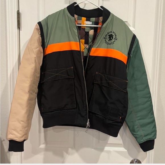 Reversible Puma x Black Fives Orange and Green Bomber Jacket Size Small - Picture 2 of 8